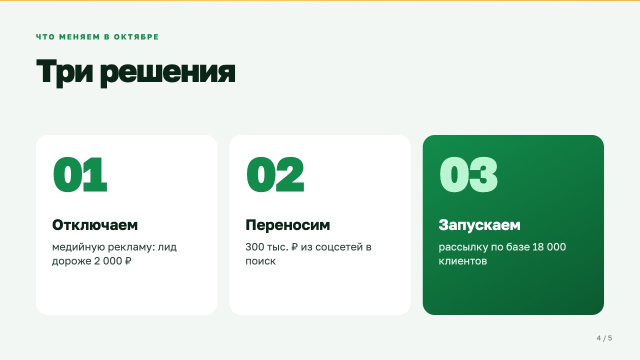 Слайд 4: Что меняем в октябре