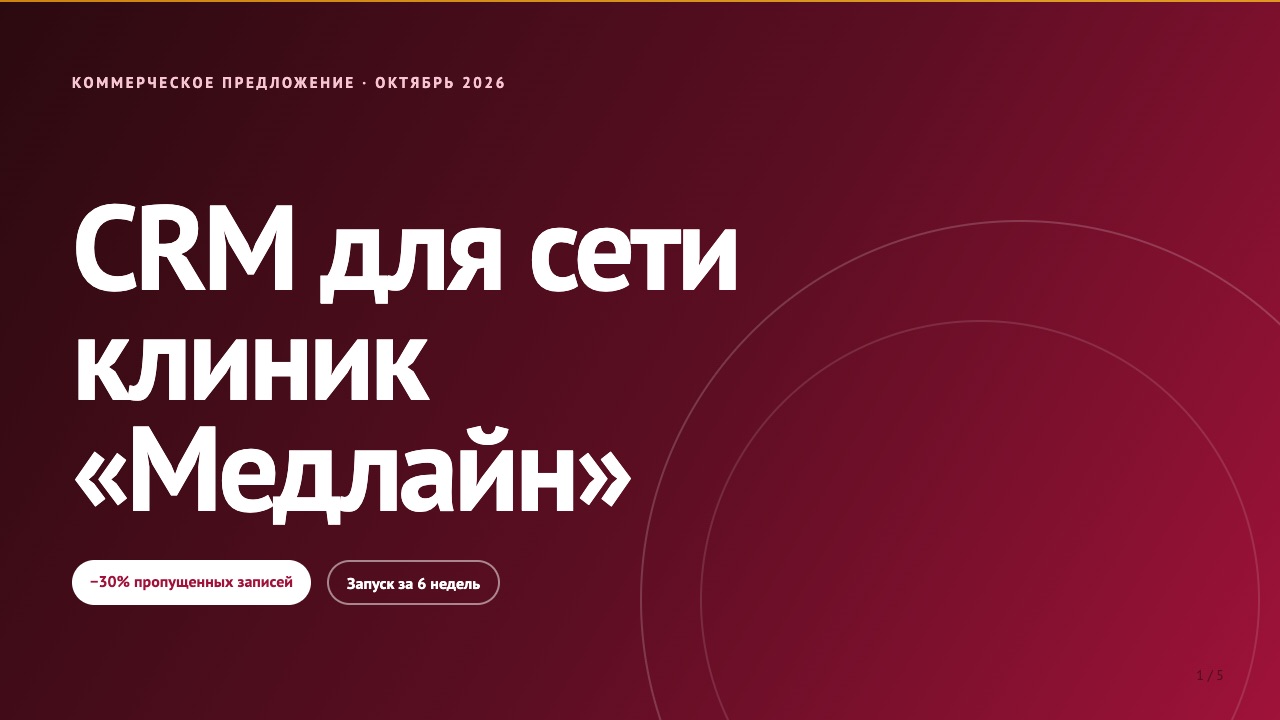 Обложка: Внедрение CRM для сети клиник